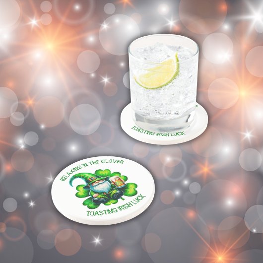 Dessous De Verre En Grès Saint Patrick Gnome mignonne avec bière |