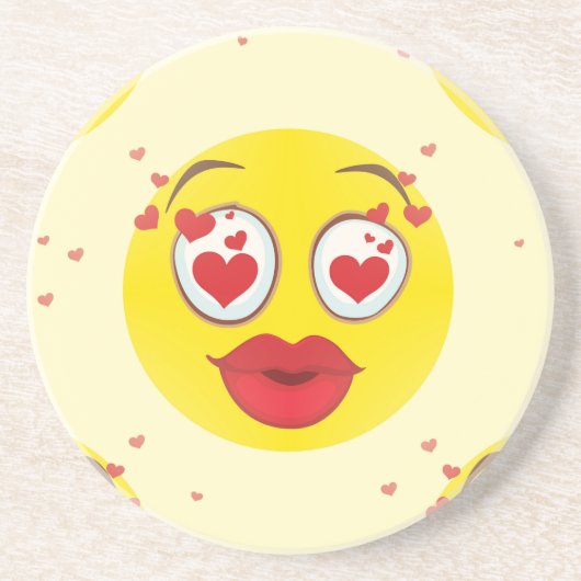 Dessous De Verre En Grès Saint Valentin Emoji (Devant)