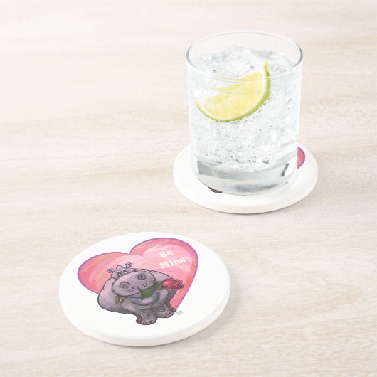 Dessous De Verre En Grès Saint-Valentin Hippopotame (Côté)