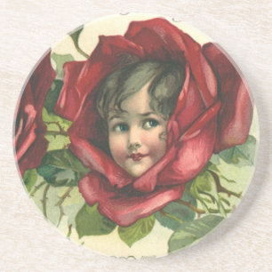 Dessous De Verre En Grès Saint-Valentin vintage, visages victoriens dans le