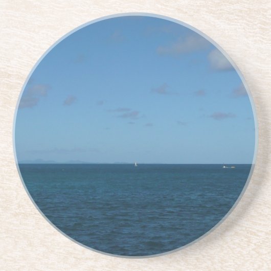 Dessous De Verre En Grès Sainte-Lucie Horizon Océan Bleu (Devant)