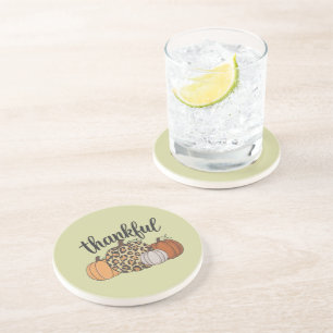 Dessous De Verre En Grès Saison Citrouille léopard Thanksgiving Halloween a