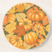 Dessous De Verre En Grès Saison d'automne Halloween Citrouille Motif (Devant)