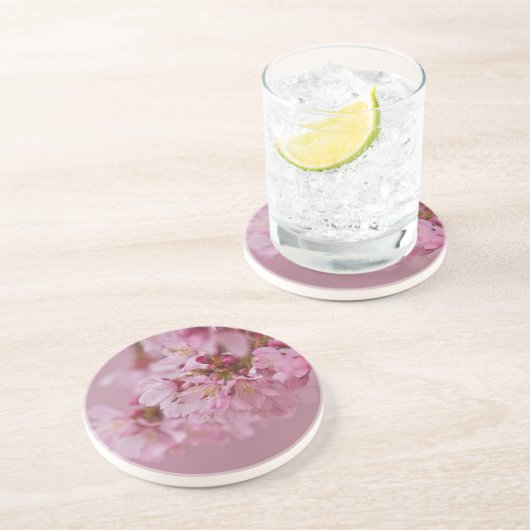 Dessous De Verre En Grès Sakura Cherry Blossoms rose pâle Réflexions (Côté)