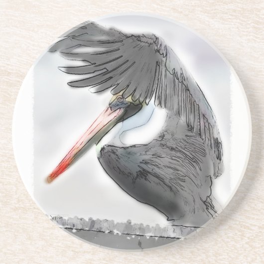 Dessous De Verre En Grès Salut de pélican (Devant)