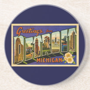 Dessous De Verre En Grès Salutations de classique de Detroit Michigan !