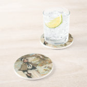 Dessous De Verre En Grès Salutations de Thanksgiving avec une femme pèlerin (Côté)