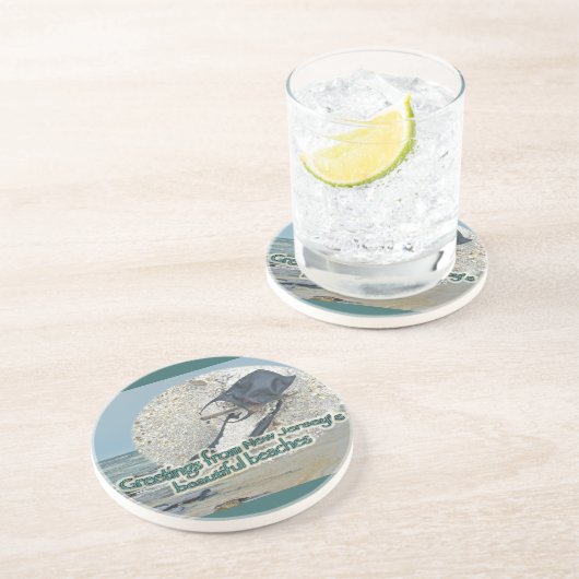 Dessous De Verre En Grès Salutations des belles plages du New Jersey (Côté)