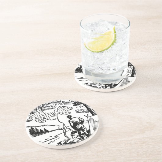 Dessous De Verre En Grès Sandstone Camping Rétro (Côté)