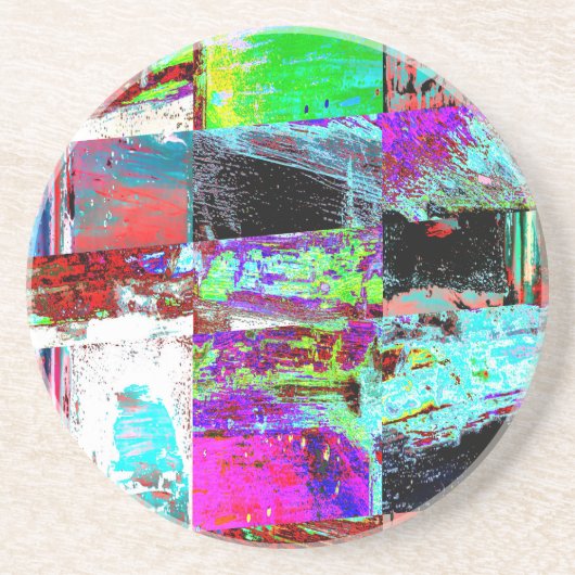 Dessous De Verre En Grès Sandstone Coaster – Abstract Grid (Devant)