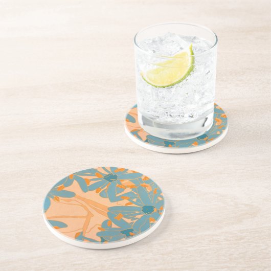 Dessous De Verre En Grès Sandstone Coaster Contemporary Leaf Design Peach (Côté)