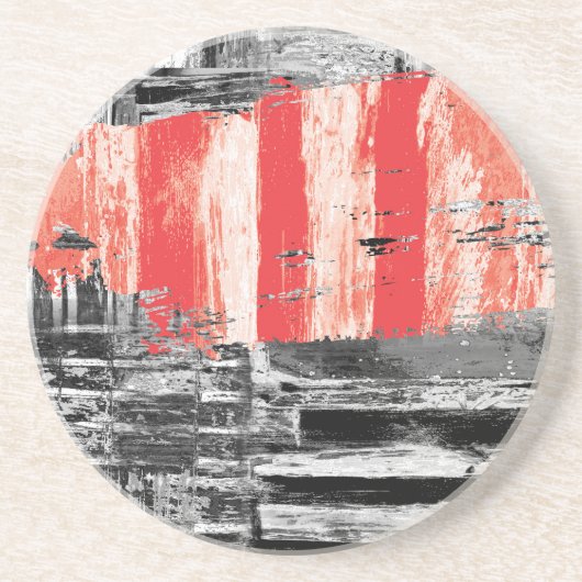 Dessous De Verre En Grès Sandstone Coaster – Red Pulse Abstract Design (Devant)