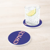 Dessous De Verre En Grès Sandstone Coaster, Welsh Cwtch, Floral on Blue (Côté)