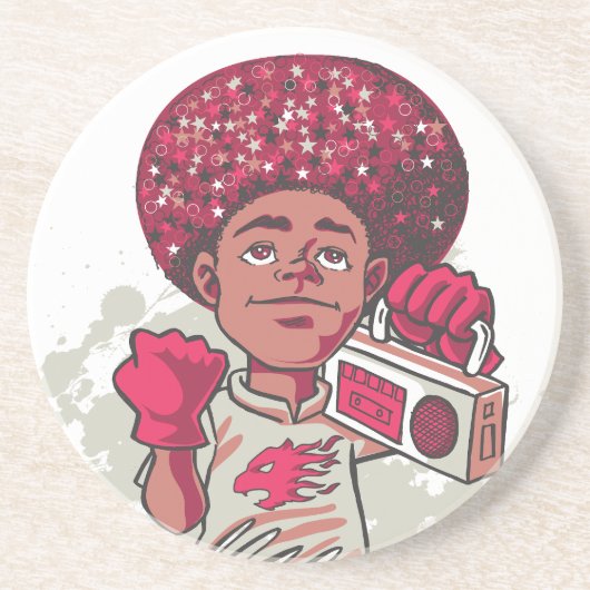 Dessous De Verre En Grès Sandstone Coaster – YOUTH Power Afro & Boombox (Devant)