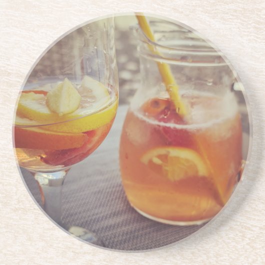 Dessous De Verre En Grès Sangria et Soleil (Devant)