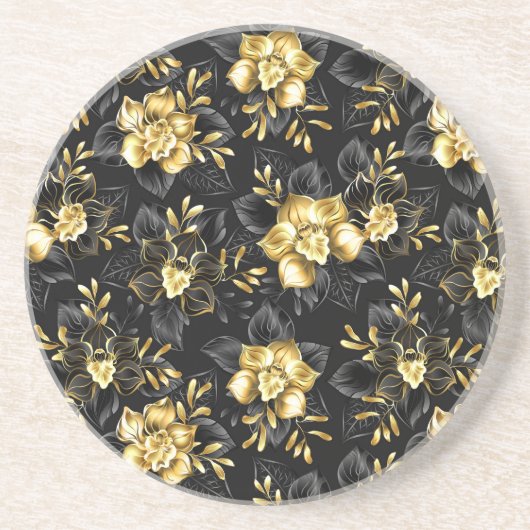 Dessous De Verre En Grès Sans couture avec orchidées de bijoux (Devant)