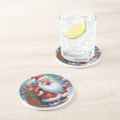 Dessous De Verre En Grès Santa Clause Joyeux Noël Bonne année (Côté)