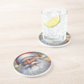 Dessous De Verre En Grès Santa Clause Joyeux Noël Bonne année (Côté)