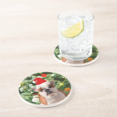 Dessous De Verre En Grès Santa Hat Bulldog Christmas Tree Snowman boîte cad (Côté)