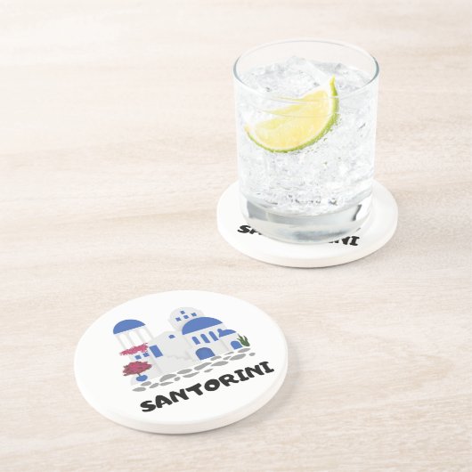 Dessous De Verre En Grès Santorin Grèce (Côté)