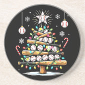 Dessous De Verre En Grès Sapin de Noël de baseball (Devant)