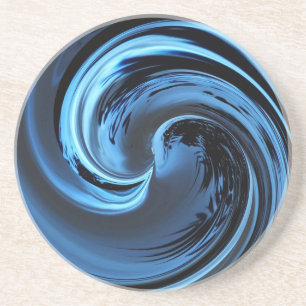 Dessous De Verre En Grès Sapphire Blue Island Wave