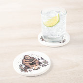Dessous De Verre En Grès Sasquatch tenant des fleurs (Côté)