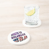 Dessous De Verre En Grès Sate of Delaware Picture et USA Flag Text (Côté)