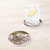 Dessous De Verre En Grès Saumon rouge commun à l'aster rose (Côté)