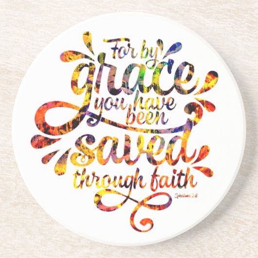 Dessous De Verre En Grès Sauvé par grâce (Devant)