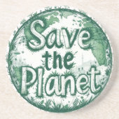 Dessous De Verre En Grès Sauvez la planète (Devant)