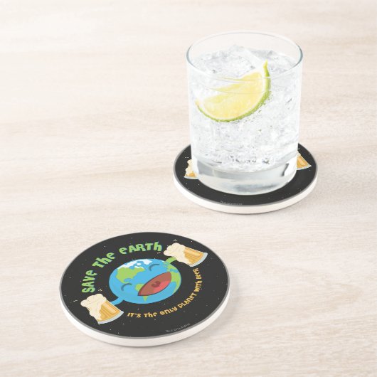 Dessous De Verre En Grès Sauvez la terre (Côté)