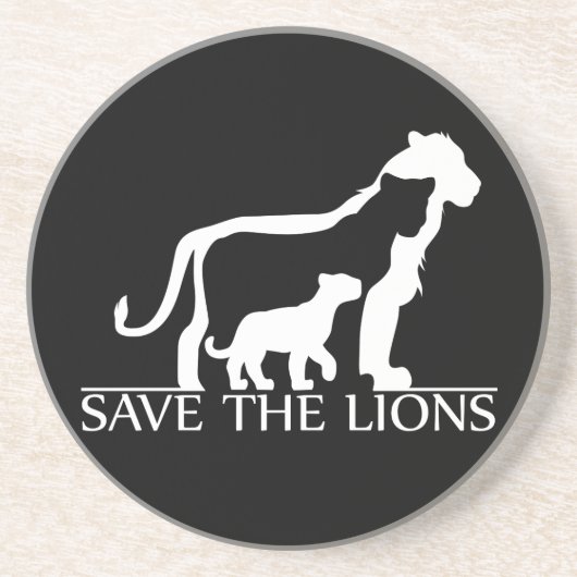 Dessous De Verre En Grès Sauvez les lions (blancs) (Devant)