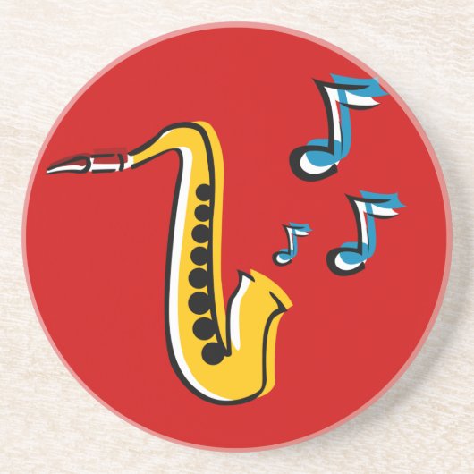 Dessous De Verre En Grès Saxophone Jazz avec Notes Dessous de Verre Grès (Devant)