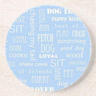 Dessous De Verre En Grès Saying Amoureux des chiens bleu