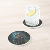 Dessous De Verre En Grès Scène nocturne majestueuse de la Grande Chouette (Côté)