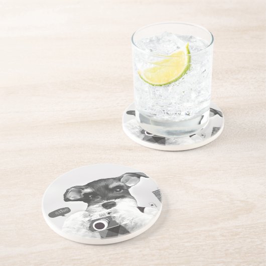 Dessous De Verre En Grès Schnauzer avec caméra (Côté)