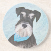 Dessous De Verre En Grès Schnauzer (Miniature) Peinture - Chien original mi (Devant)