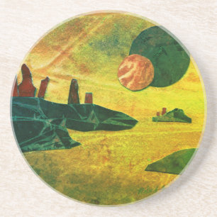 Dessous De Verre En Grès Sci-Fi "Seas of Fire" en lave moulée monde alien