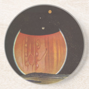 Dessous De Verre En Grès Science-fiction vintage, astronautes sur Ganymède