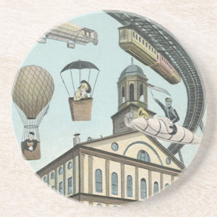 Dessous De Verre En Grès Science-fiction vintage, ville steampunk victorien