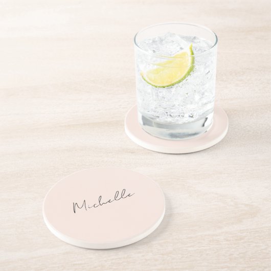 Dessous De Verre En Grès Script élégant et classique Ajouter votre nom (Côté)