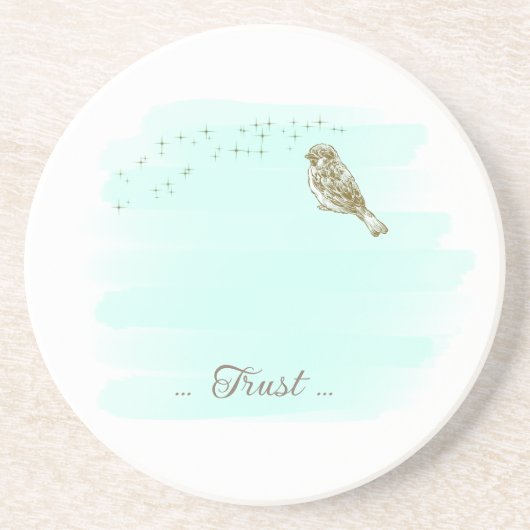 Dessous de verre en grès scripturaire et oiseaux A (Devant)