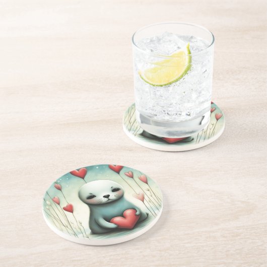 Dessous De Verre En Grès Sealion Love 1 (Côté)