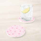 Dessous De Verre En Grès Seamless Pink Bow and Floral Pattern – Cute Girly (Côté)