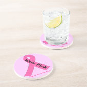 Dessous De Verre En Grès Sensibilisation au cancer (Côté)