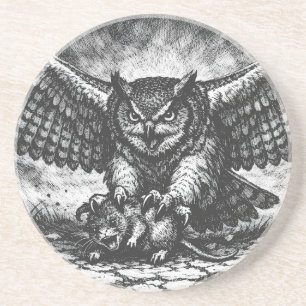 Dessous De Verre En Grès Sentinelle Hibou ailé par BurnsInHell