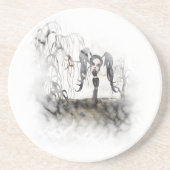 Dessous De Verre En Grès Sepia Goth Girl Vignette (Devant)