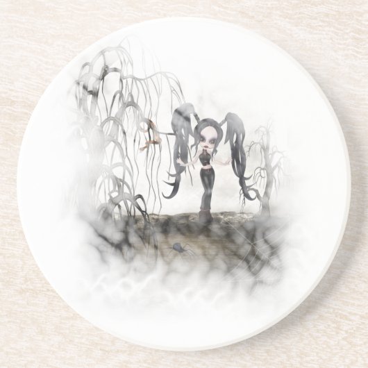 Dessous De Verre En Grès Sepia Goth Girl Vignette (Devant)