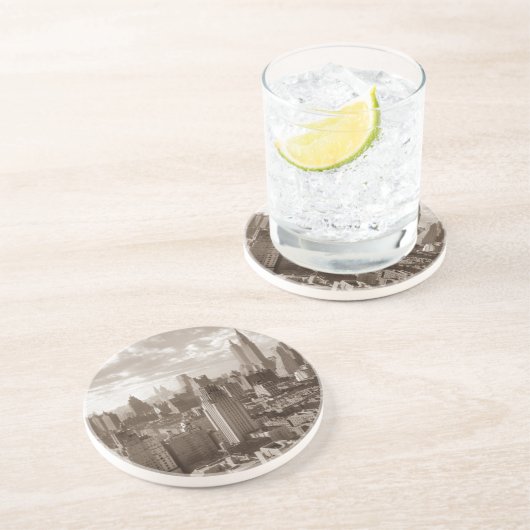 Dessous De Verre En Grès Sepia New York (Côté)